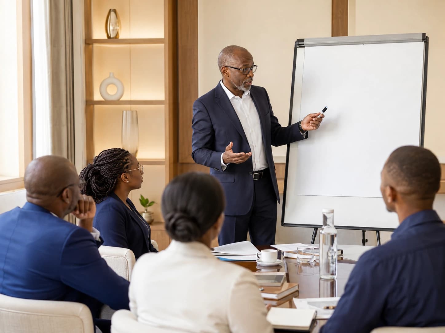 Capacity-building workshop with a working board